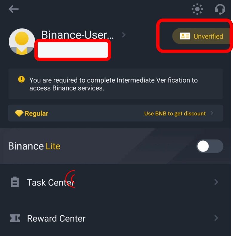 Trên ứng dụng Binance