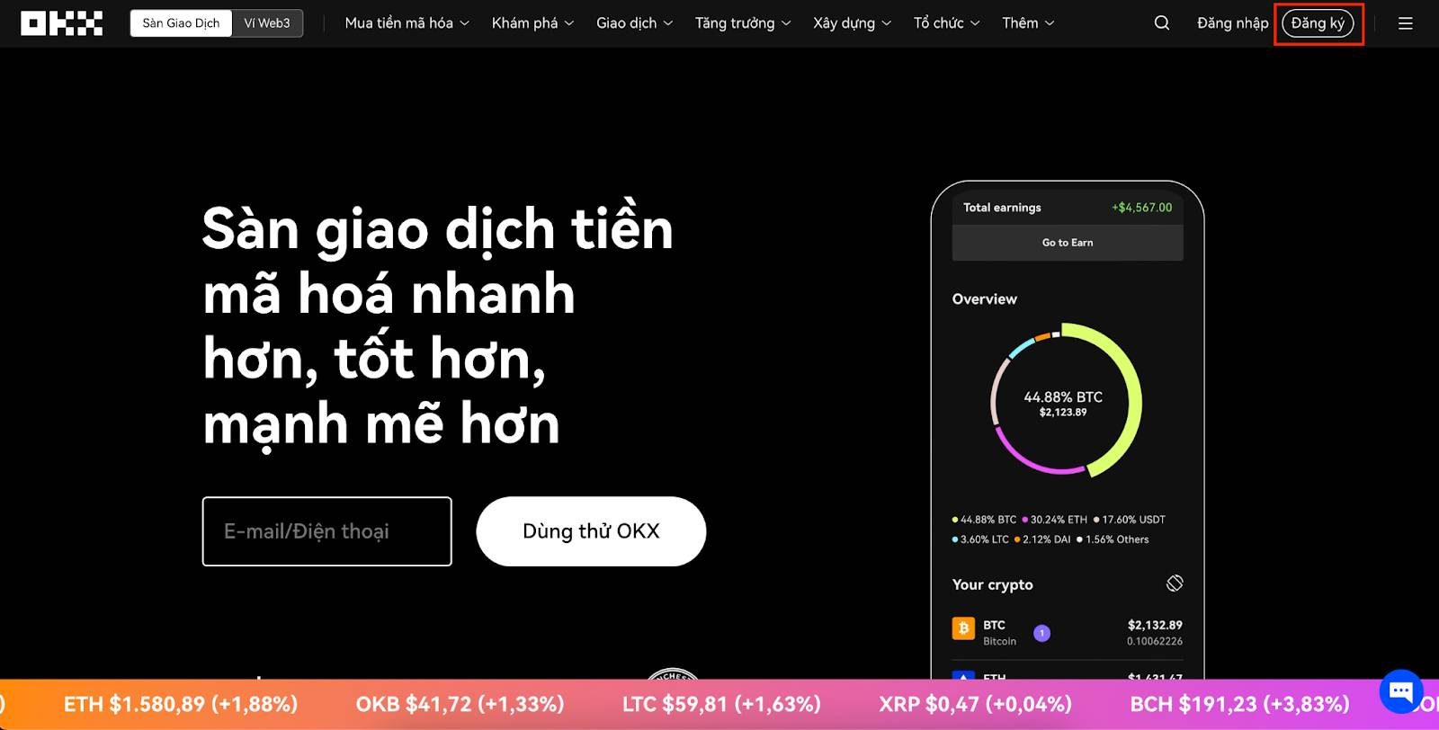 Bước 1: Truy cập vào trang web okx.com.