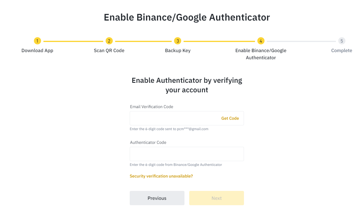 Bật Google Authenticator trên trang web Binance