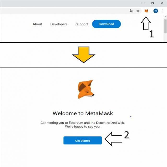 Bước 1: Mở ứng dụng Metamask và Bắt Đầu