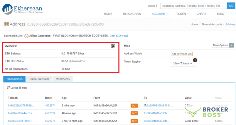 Kiểm tra giao dịch ETH và token trên Etherscan