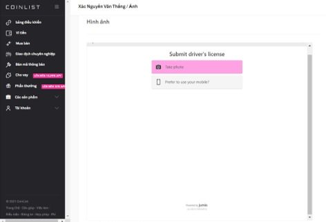 Bước 4: Chọn loại tài liệu KYC. Đối với quá trình xác minh nhanh nhất, bạn có thể chọn "Driver’s License" (Bằng lái xe). Gửi tài liệu KYC lên Coinlist.