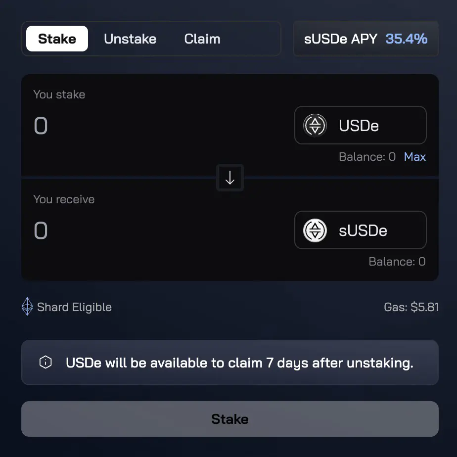 Hướng dẫn stake USDe