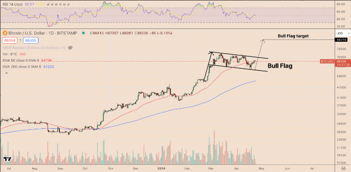 Biểu đồ hàng ngày BTC/USD. Nguồn: TradingView